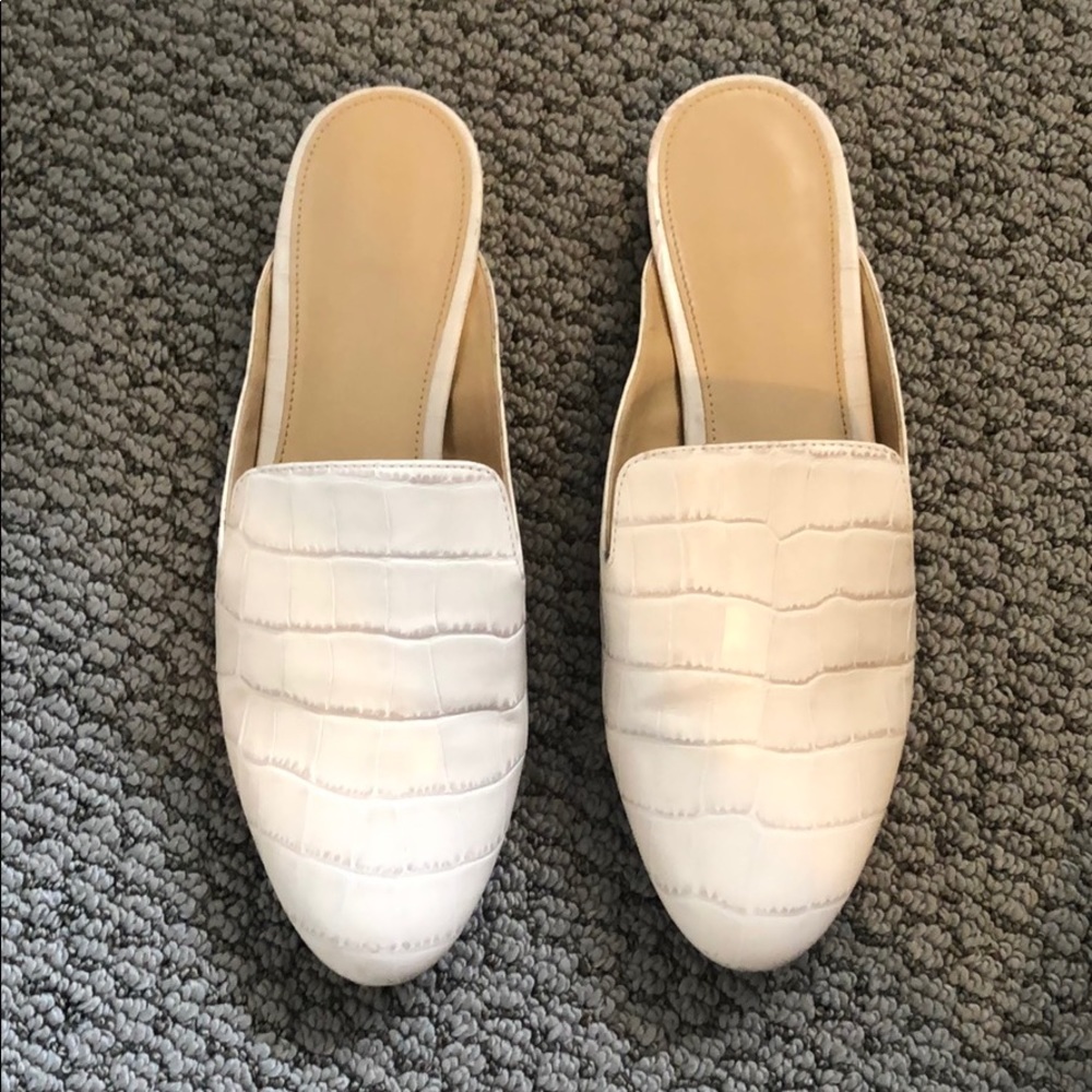 Faux alligator skin mules